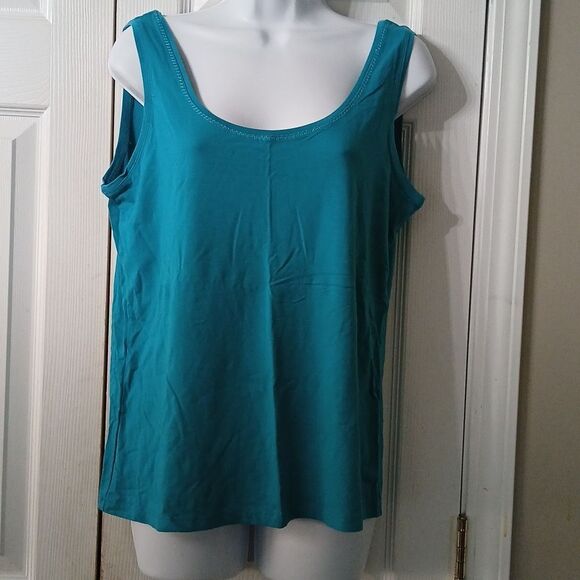 Peck & Peck weekend turquoise tank top  Sz L - Picture 1 of 5